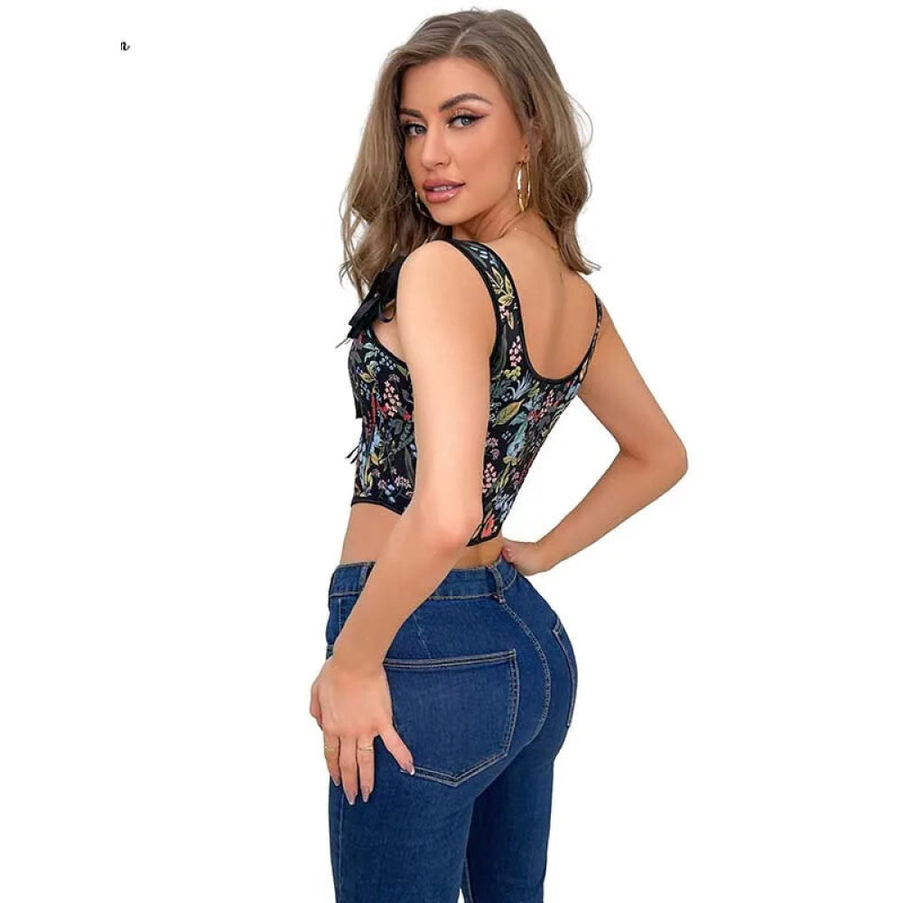 Black Shoulder Strap Slimming Vest Tank Top For Women Backless Sleeveless Summer Corset - S 7
