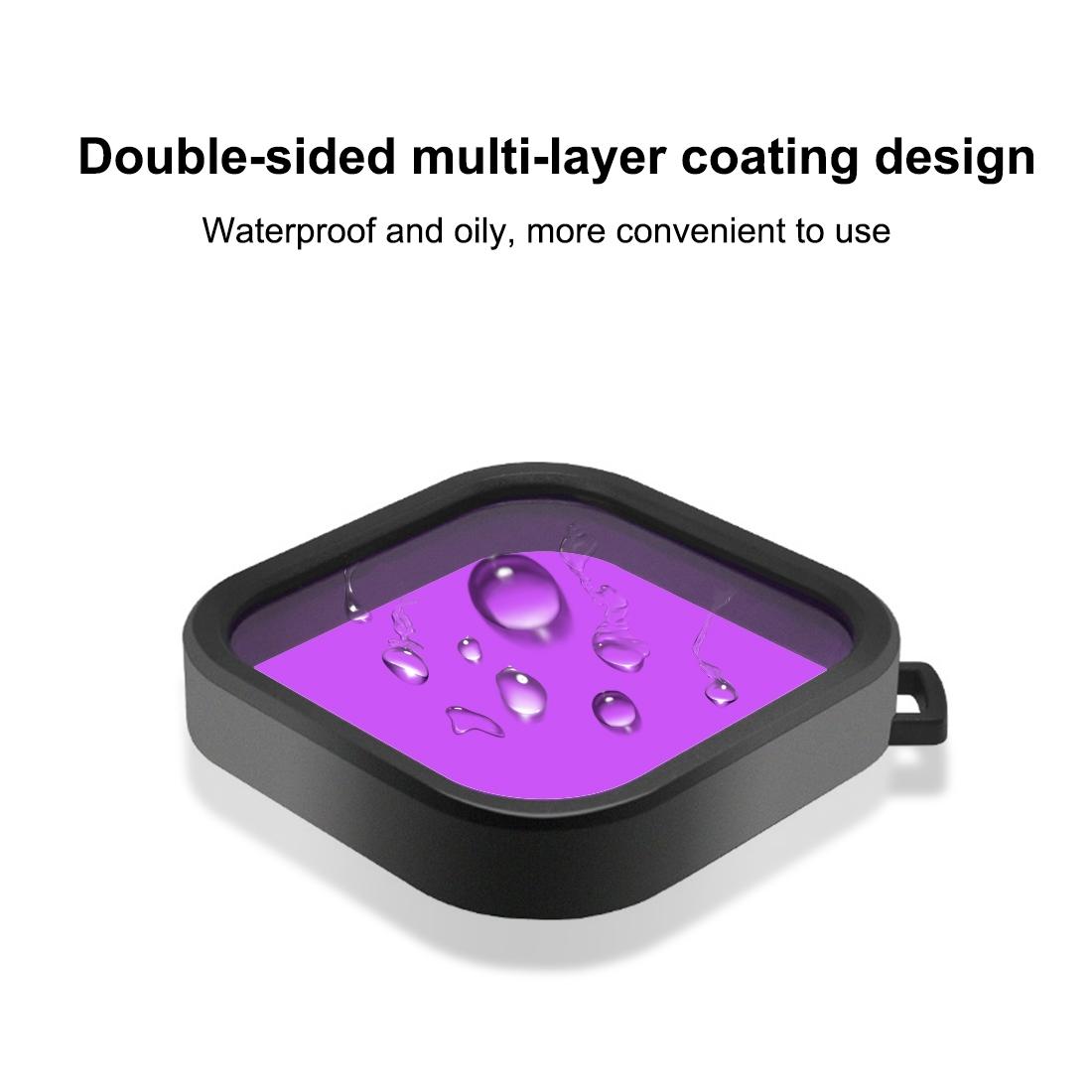 Square Diving Lens Filter for Gopro Hero 9 / 10 / 11 / 12 - Purple 10