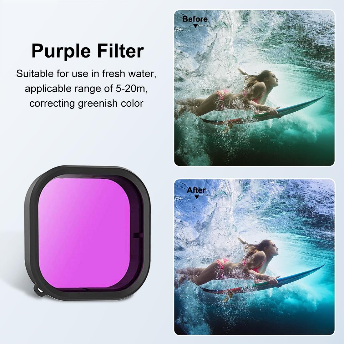 Square Diving Lens Filter for Gopro Hero 9 / 10 / 11 / 12 - Purple 11