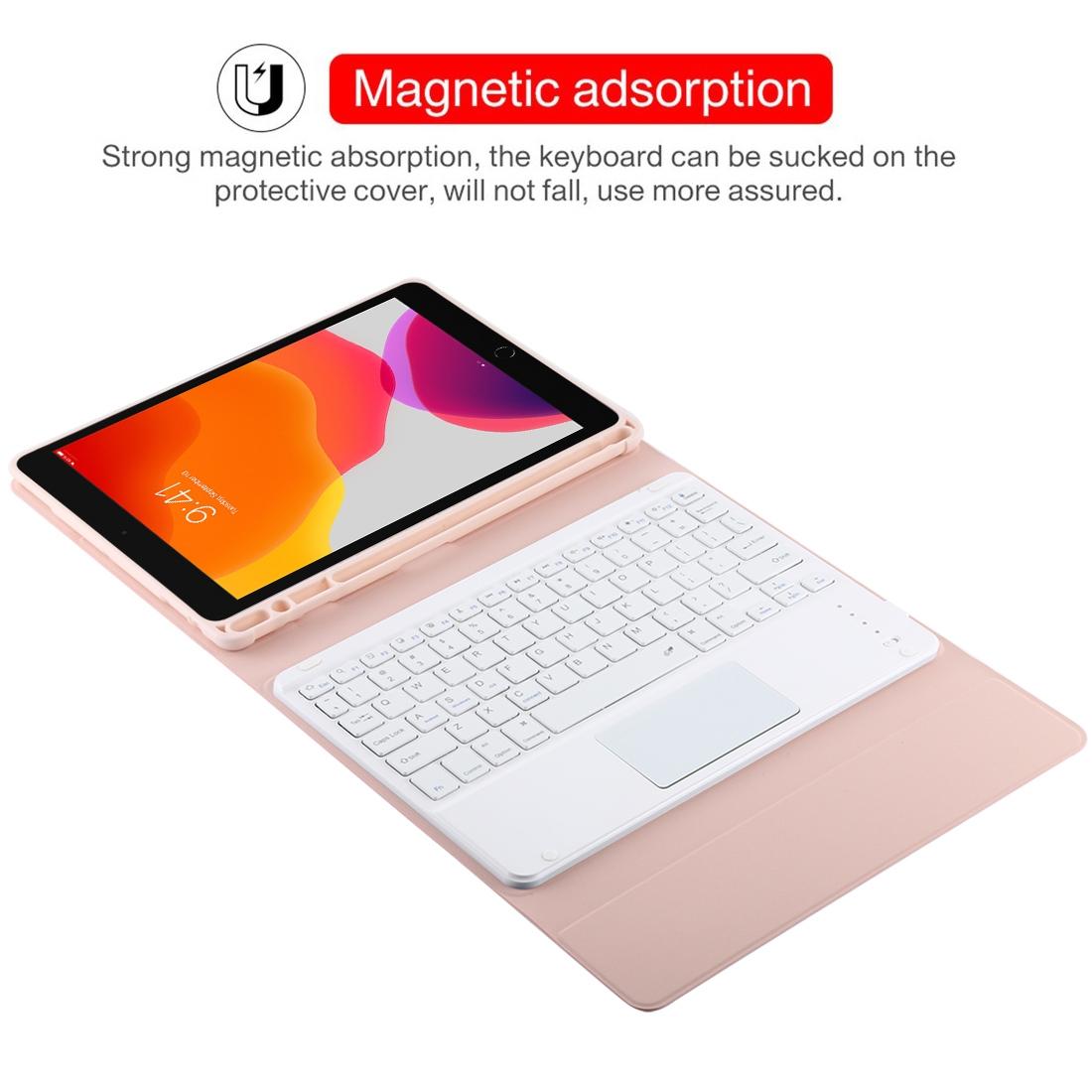 Bluetooth Keyboard & Tablet Case For Ipad 10.2 / Ipad Air 2019 - Detachable Touch Pad Pen Slot Holder - Microfiber Leather - Purple 8