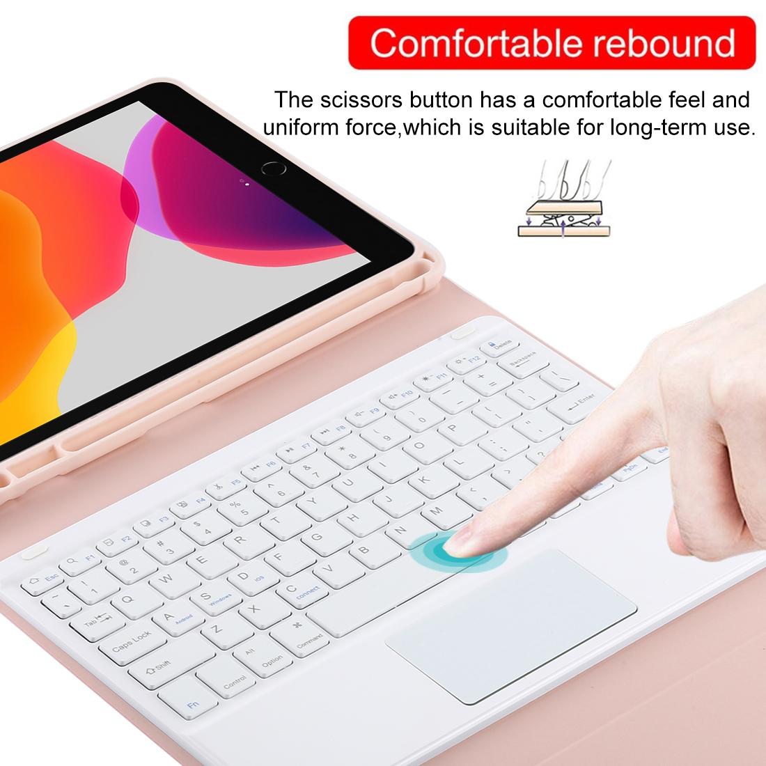 Bluetooth Keyboard & Tablet Case For Ipad 10.2 / Ipad Air 2019 - Detachable Touch Pad Pen Slot Holder - Microfiber Leather - Purple 10