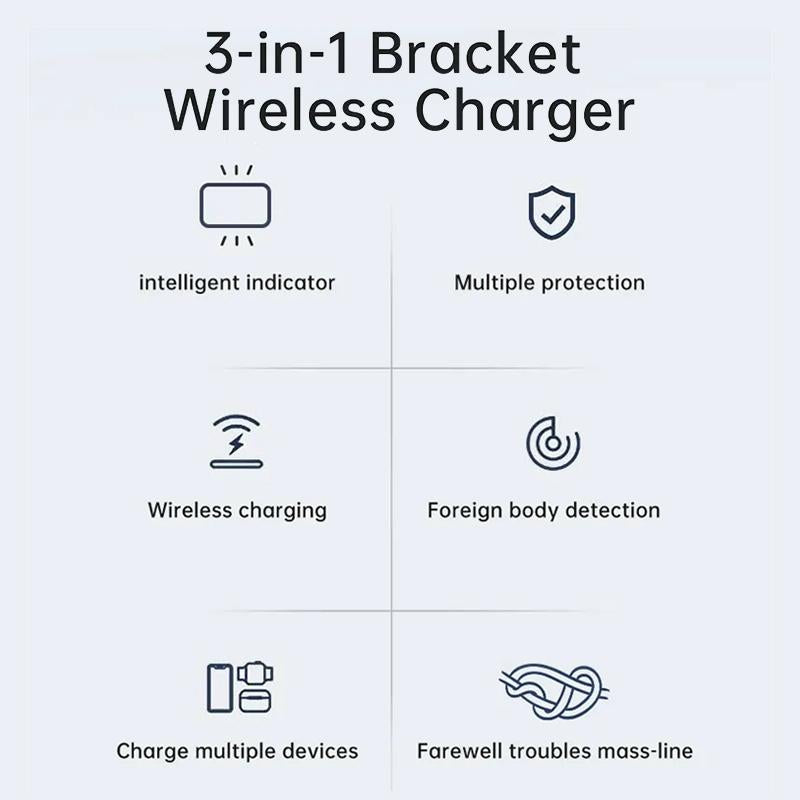 15W 3 In 1 Aluminum Wireless Charger - Purple 5