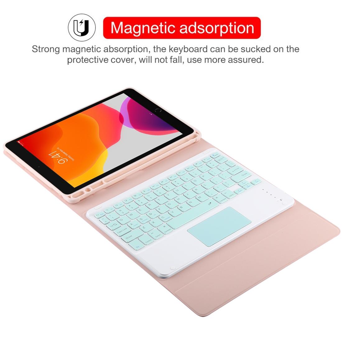 Bluetooth Keyboard & Tablet Case For Ipad 10.2 / Ipad Air 2019 - Detachable Touch Pad Pen Slot Holder - Microfiber Leather - Purple 8