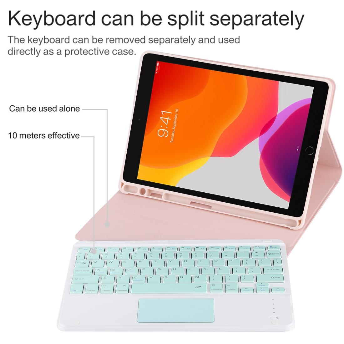 Bluetooth Keyboard & Tablet Case For Ipad 10.2 / Ipad Air 2019 - Detachable Touch Pad Pen Slot Holder - Microfiber Leather - Purple 9