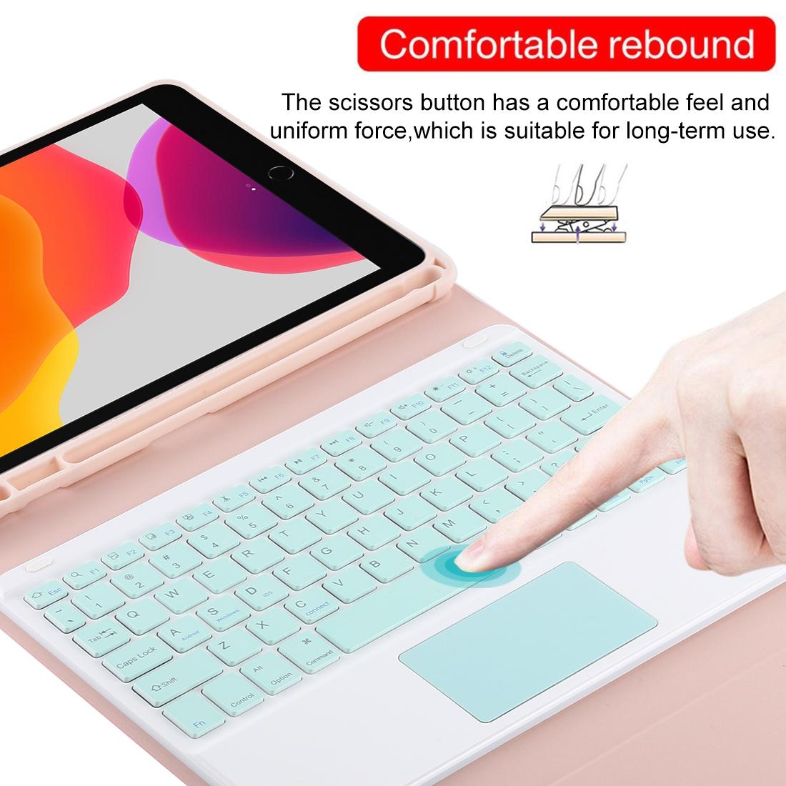 Bluetooth Keyboard & Tablet Case For Ipad 10.2 / Ipad Air 2019 - Detachable Touch Pad Pen Slot Holder - Microfiber Leather - Purple 10