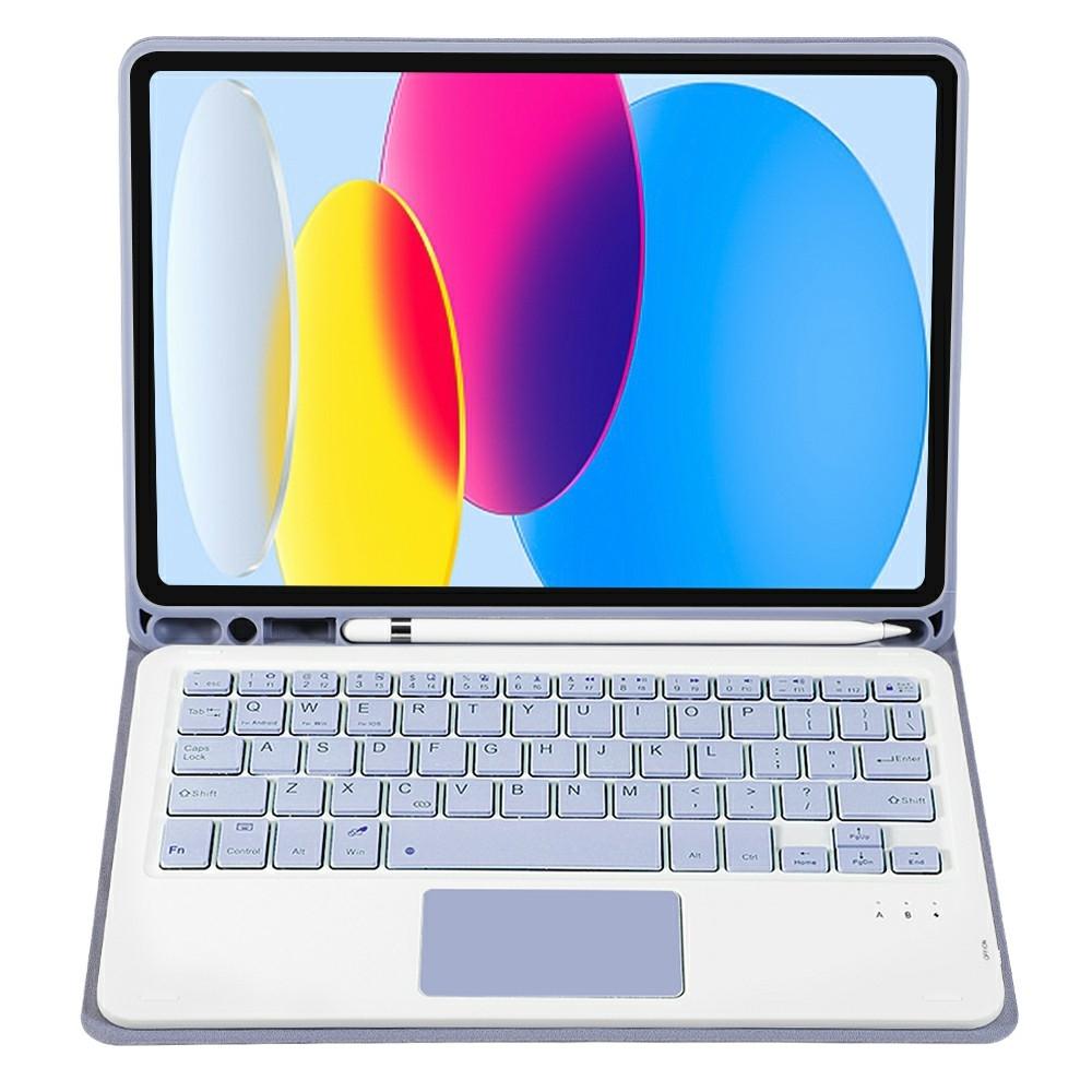 2022 Ipad 10.9 Lambskin Bluetooth Keyboard Case With Pen Slot - Purple 7