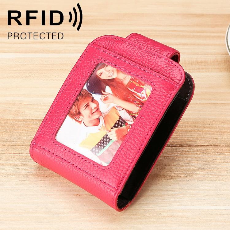 Women Vertical Cowhide Leather Rfid Wallet - Purple 10