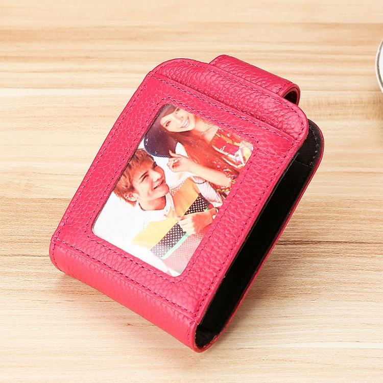 Women Vertical Cowhide Leather Rfid Wallet - Purple 11