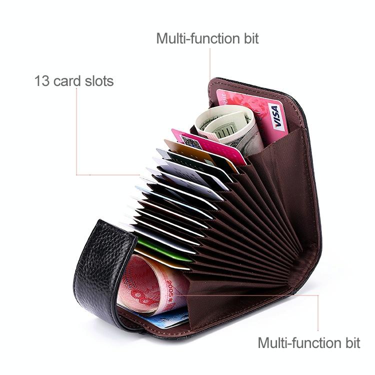 Women Vertical Cowhide Leather Rfid Wallet - Purple 12