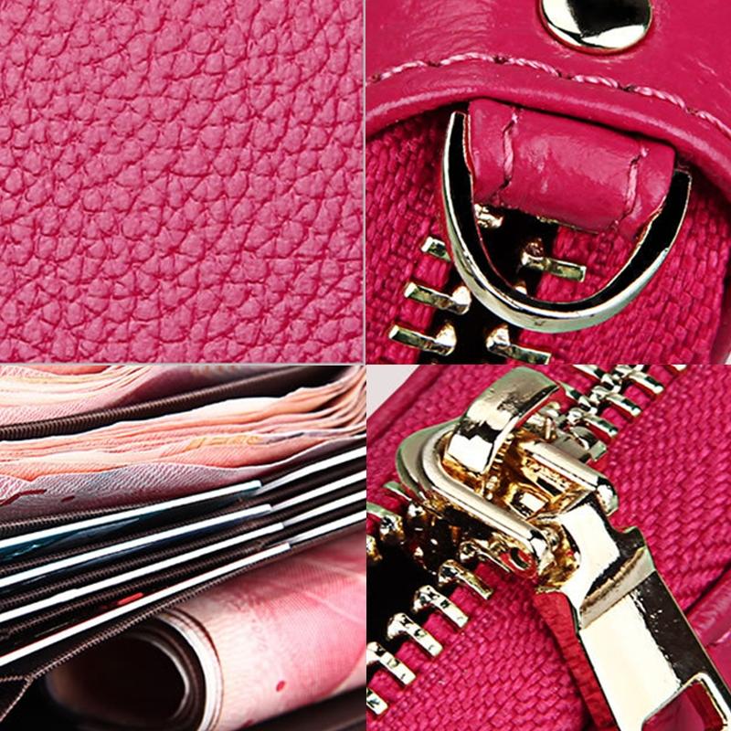 Leather Rfid Card Holder Wallet with Hand Strap - Purple 7