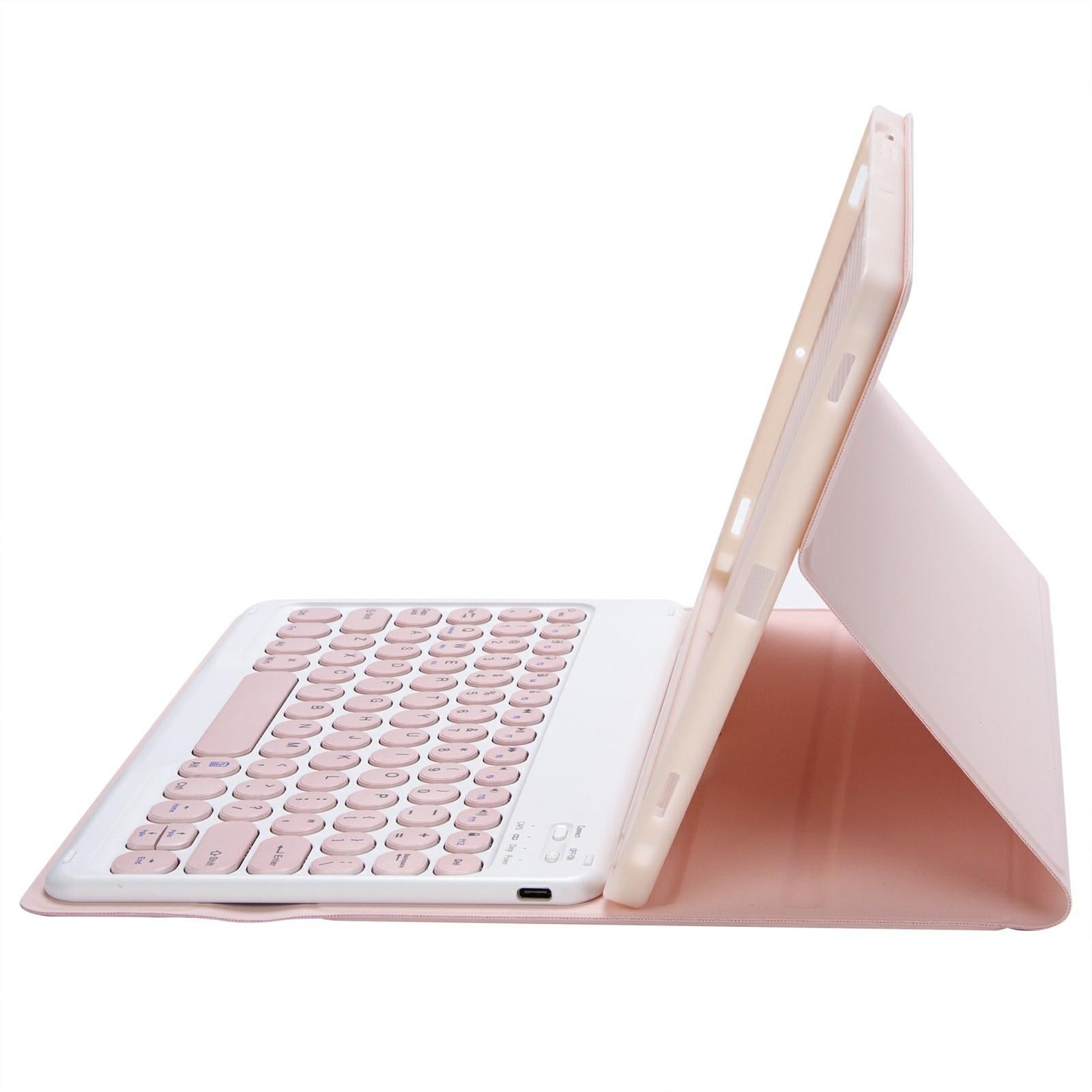 2022 Ipad 10.9 Bluetooth Keyboard Leather Case With Pen Slot - Lambskin Texture - Purple 3