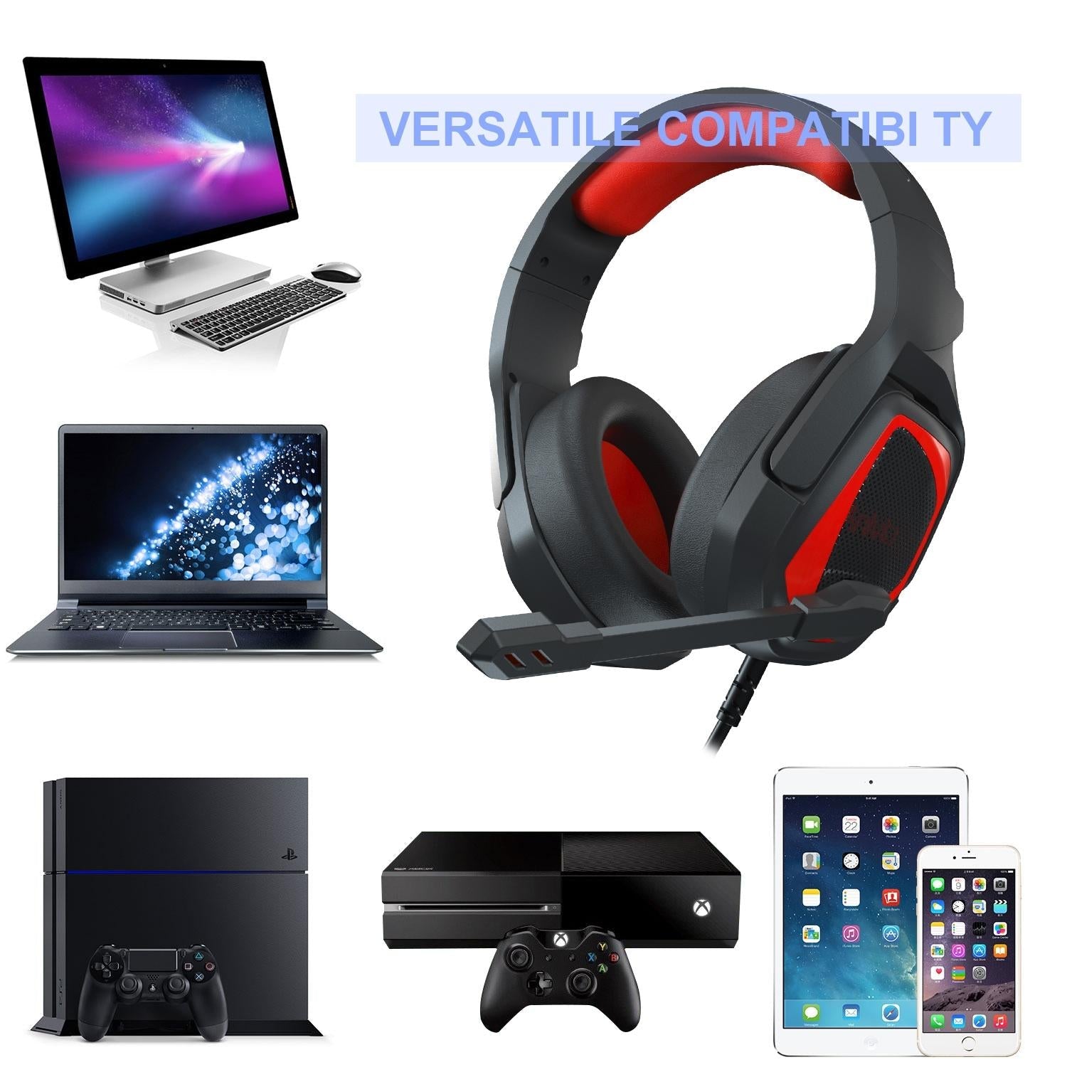 Retractable Mic Gaming Headset 3.5Mm Plug 2.2M Cable - Black Purple 6