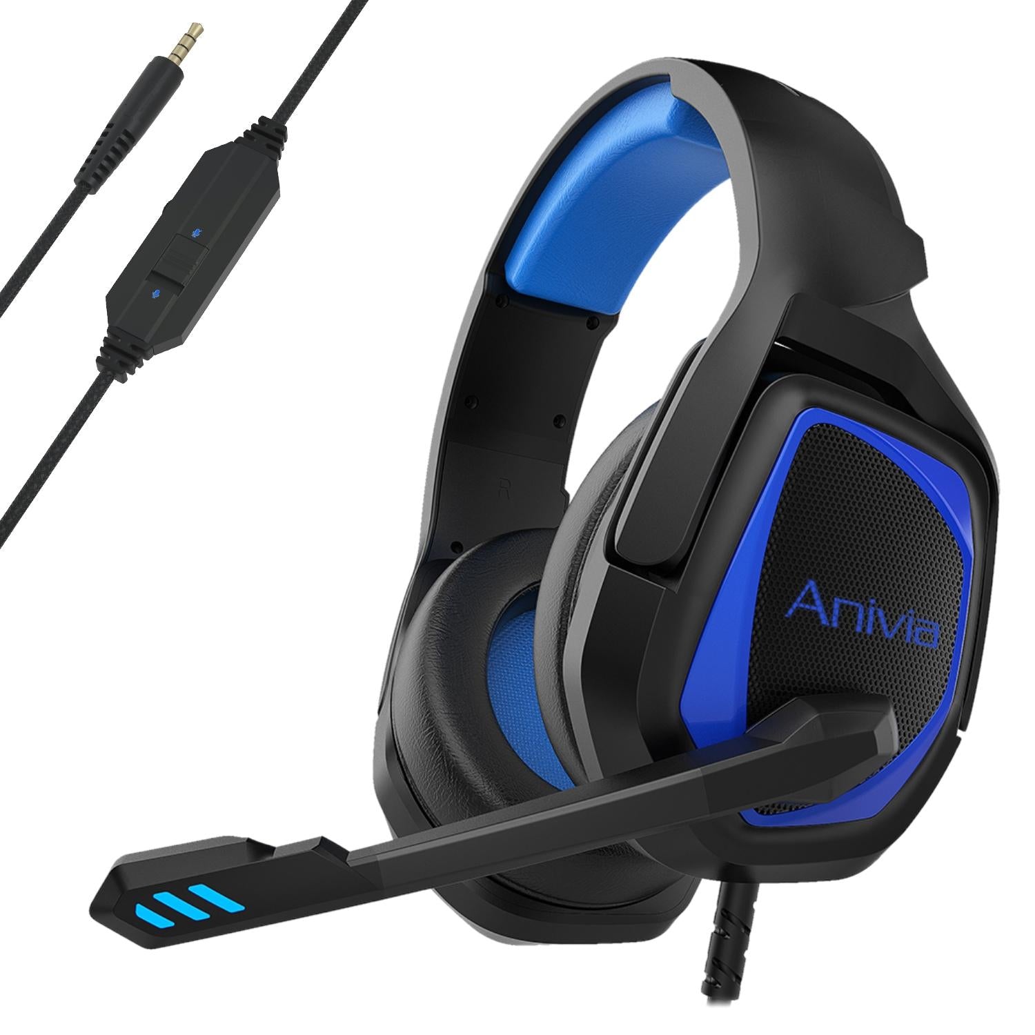 Retractable Mic Gaming Headset 3.5Mm Plug 2.2M Cable - Black Purple 7