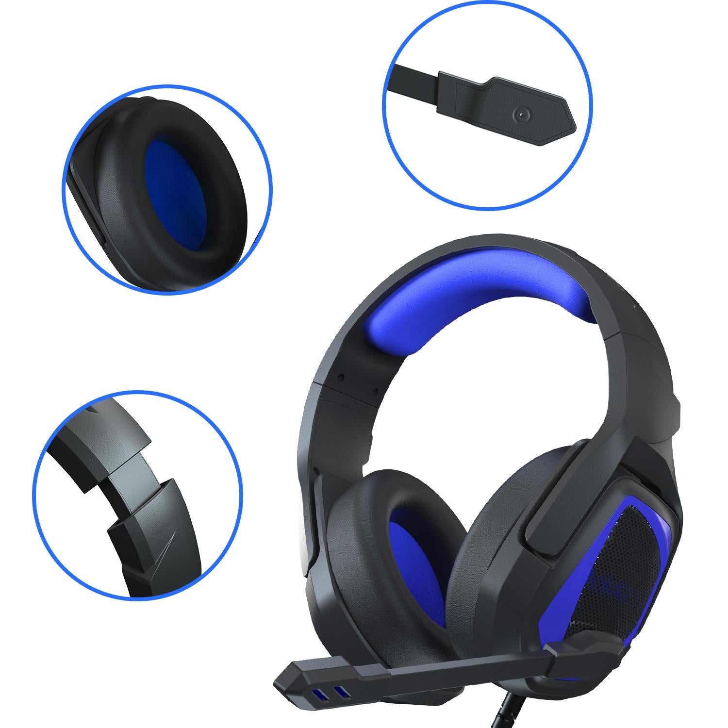 Retractable Mic Gaming Headset 3.5Mm Plug 2.2M Cable - Black Purple 9