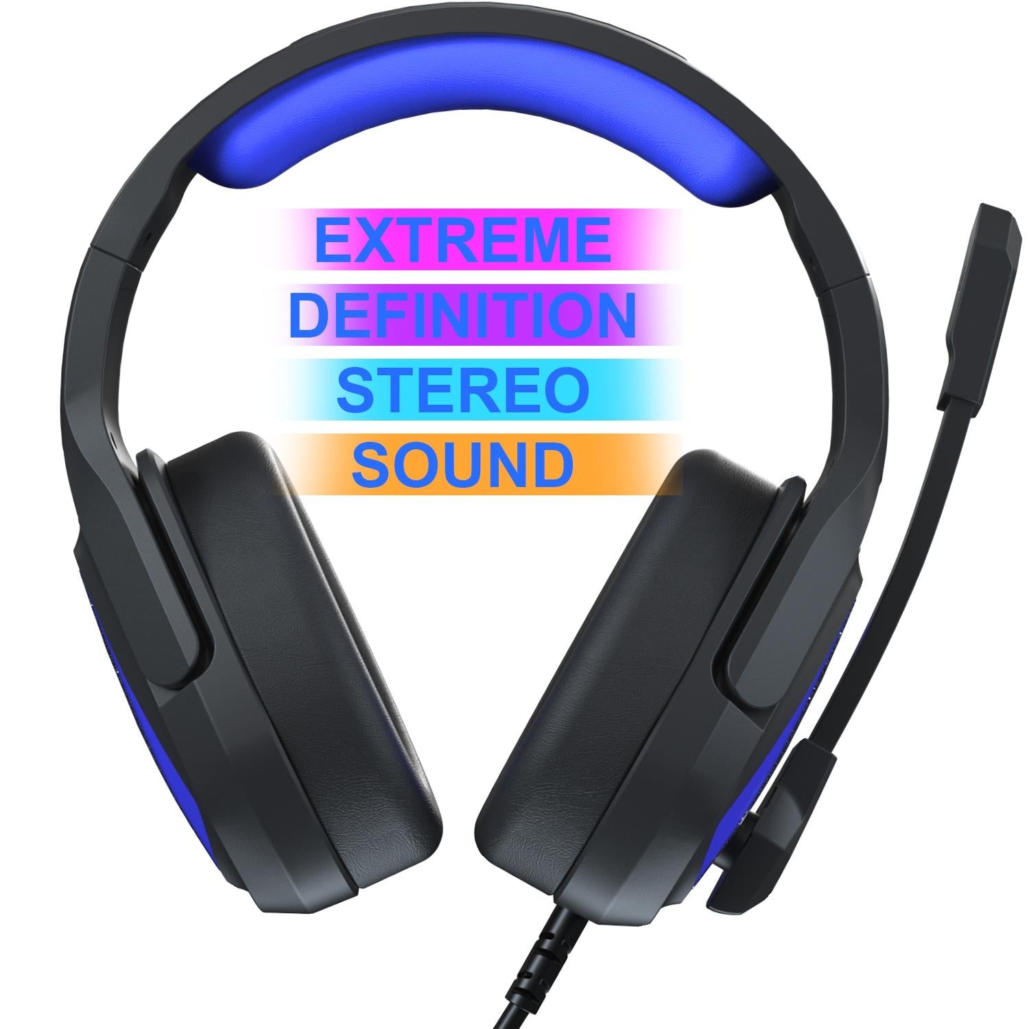 Retractable Mic Gaming Headset 3.5Mm Plug 2.2M Cable - Black Purple 11