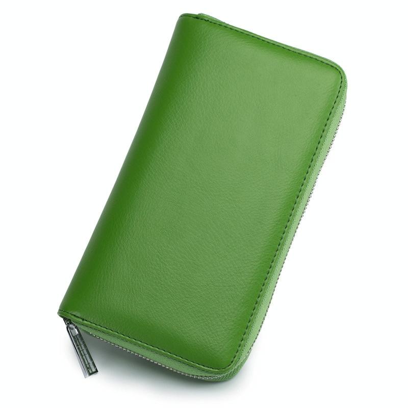 Leather Rfid Card Holder Wallet - Blocking - Red Purple