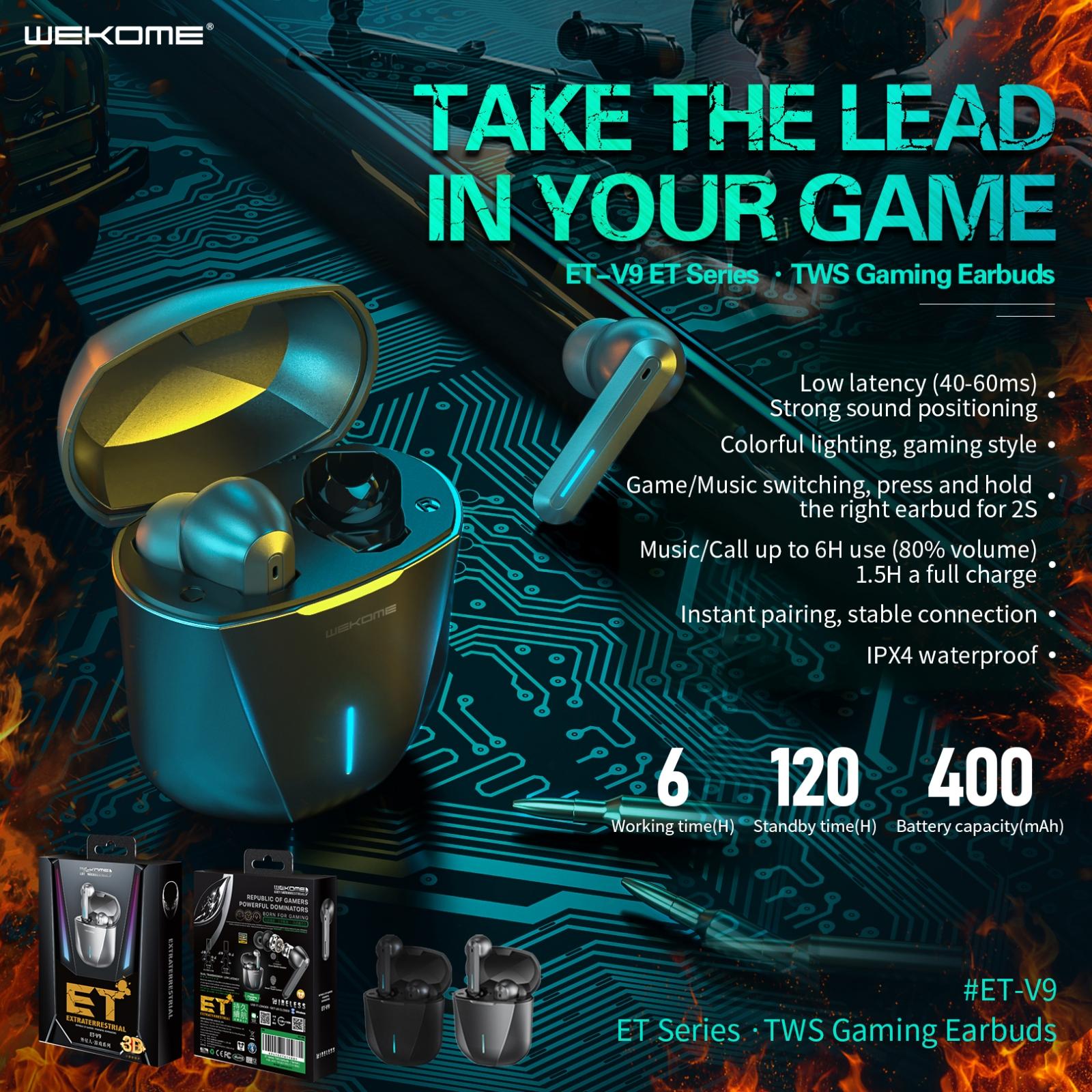 Wireless Bluetooth Gaming Earphones - et Series V9 - Tarnish 10