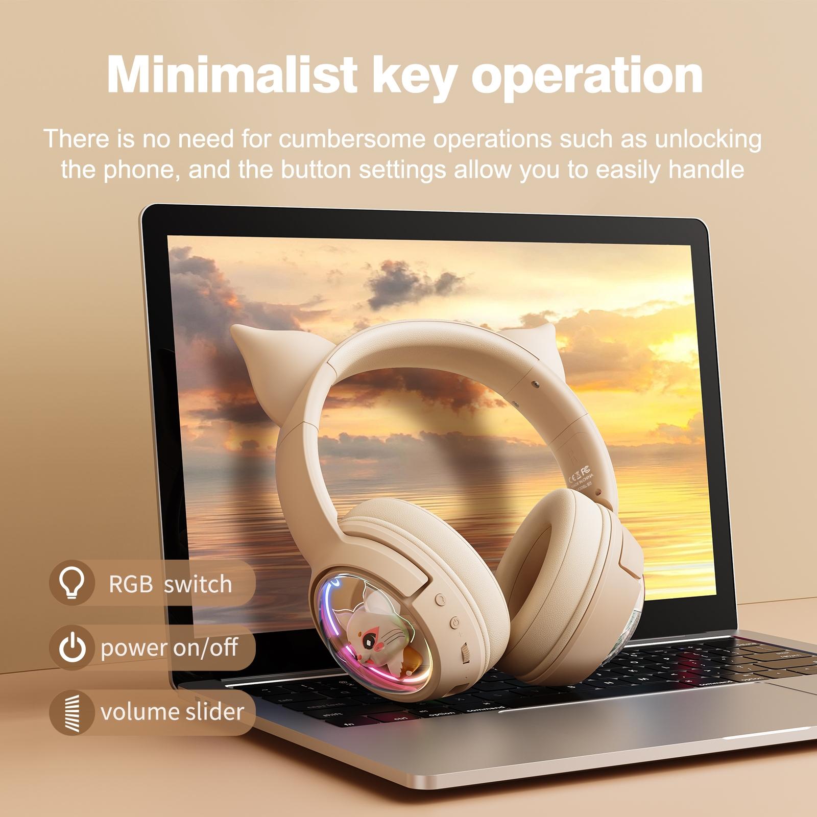 Wireless Cat Ear Bluetooth Headset Usb-C - Beige 5