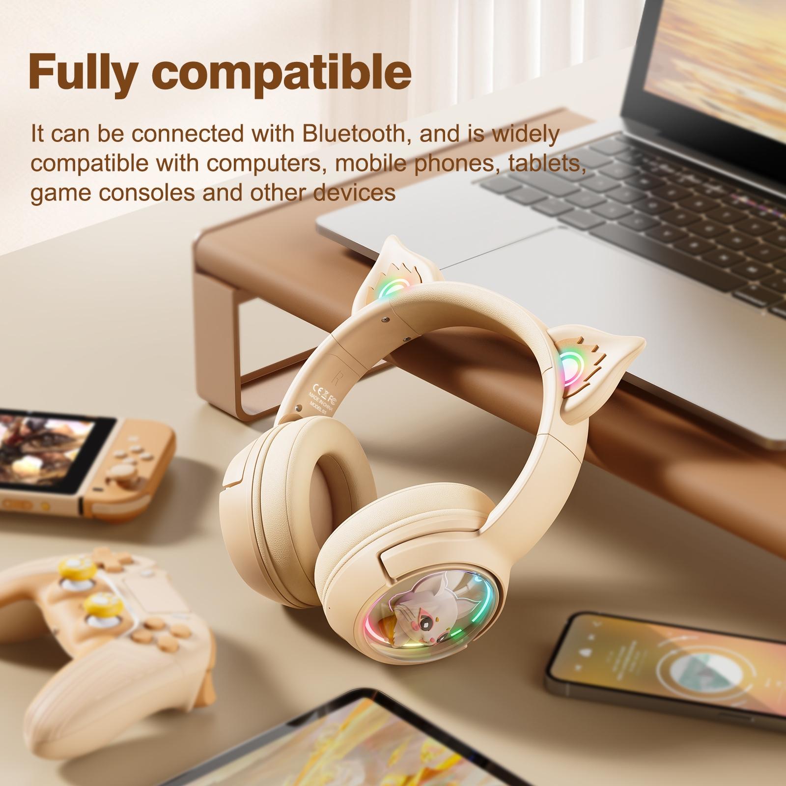 Wireless Cat Ear Bluetooth Headset Usb-C - Beige 7