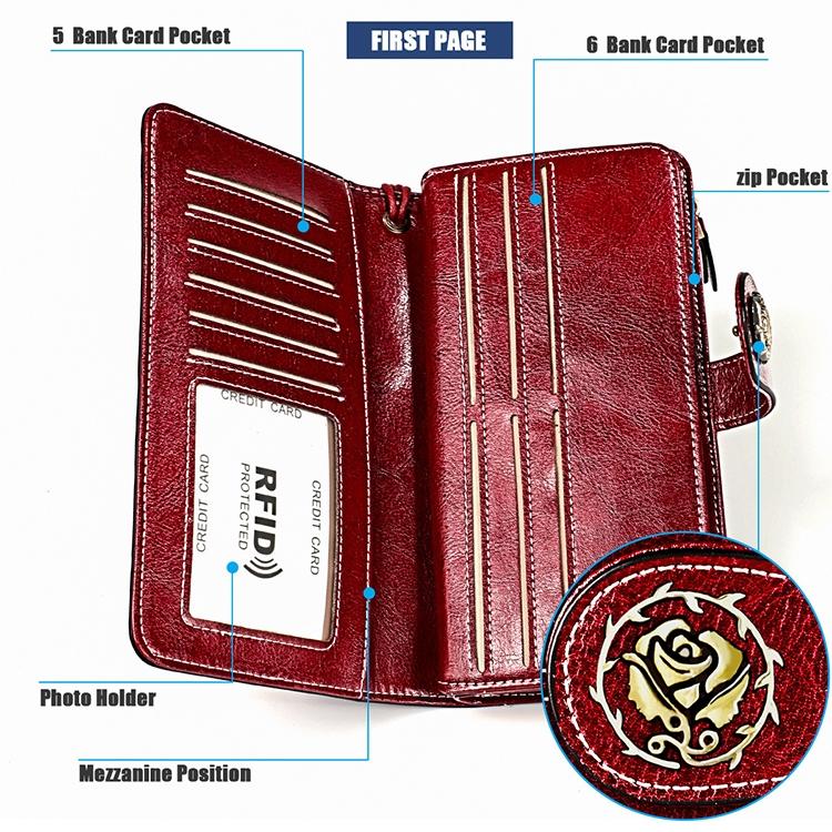 Women Rfid Wallet with Card Slots - Compact Design - Red 9