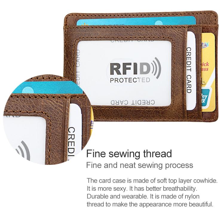 Leather Rfid Card Holder Wallet - Crazy Horse - Red 10