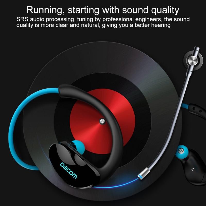 Red Dacom Athlete Bluetooth Earphones with Mic - Sport Running Stereo 7