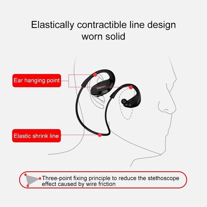 Red Dacom Athlete Bluetooth Earphones with Mic - Sport Running Stereo 13