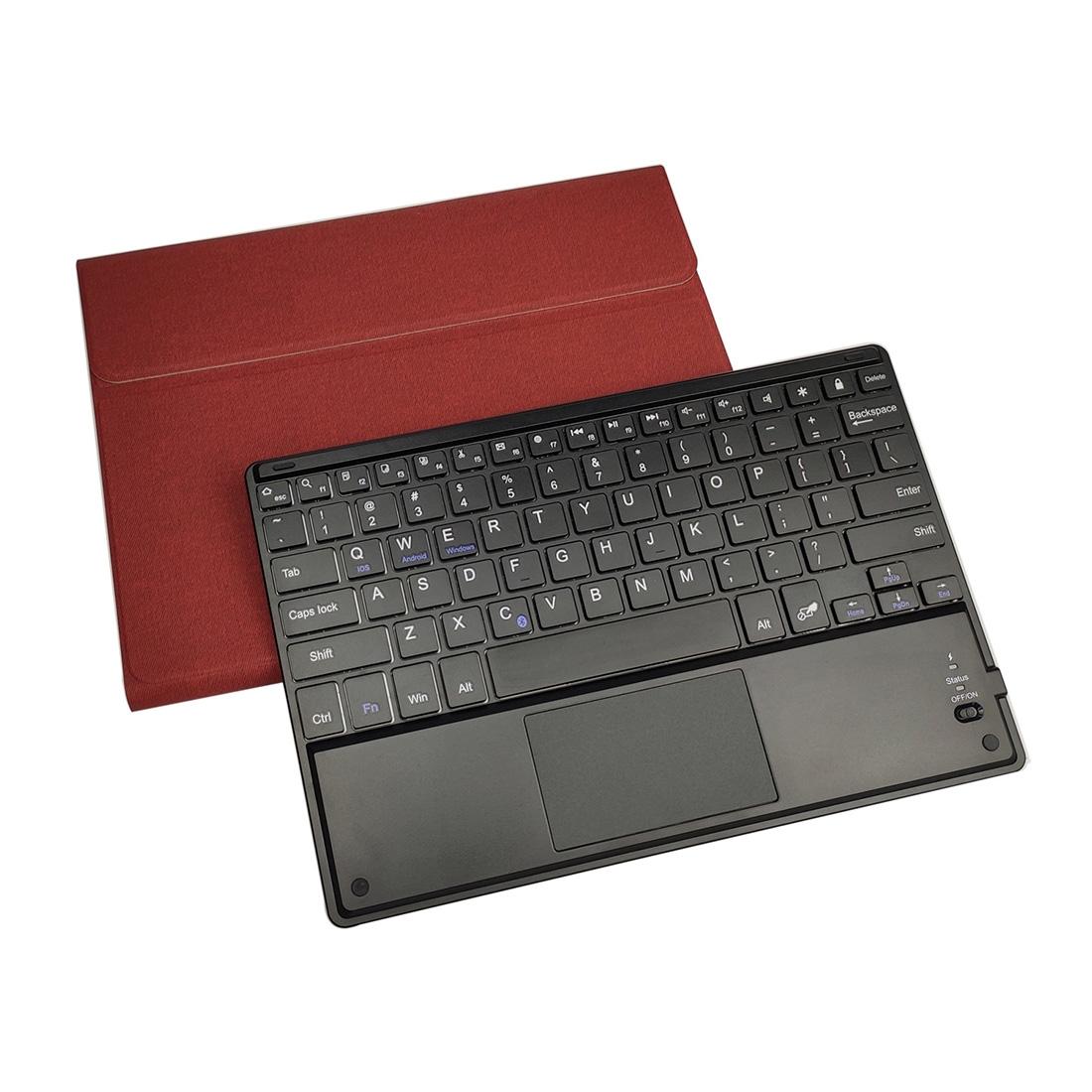 10.2 Ipad Keyboard Case With Touchpad Pen Slot & Bracket - Detachable Magnetic Silk Pattern Tpu - Red 4