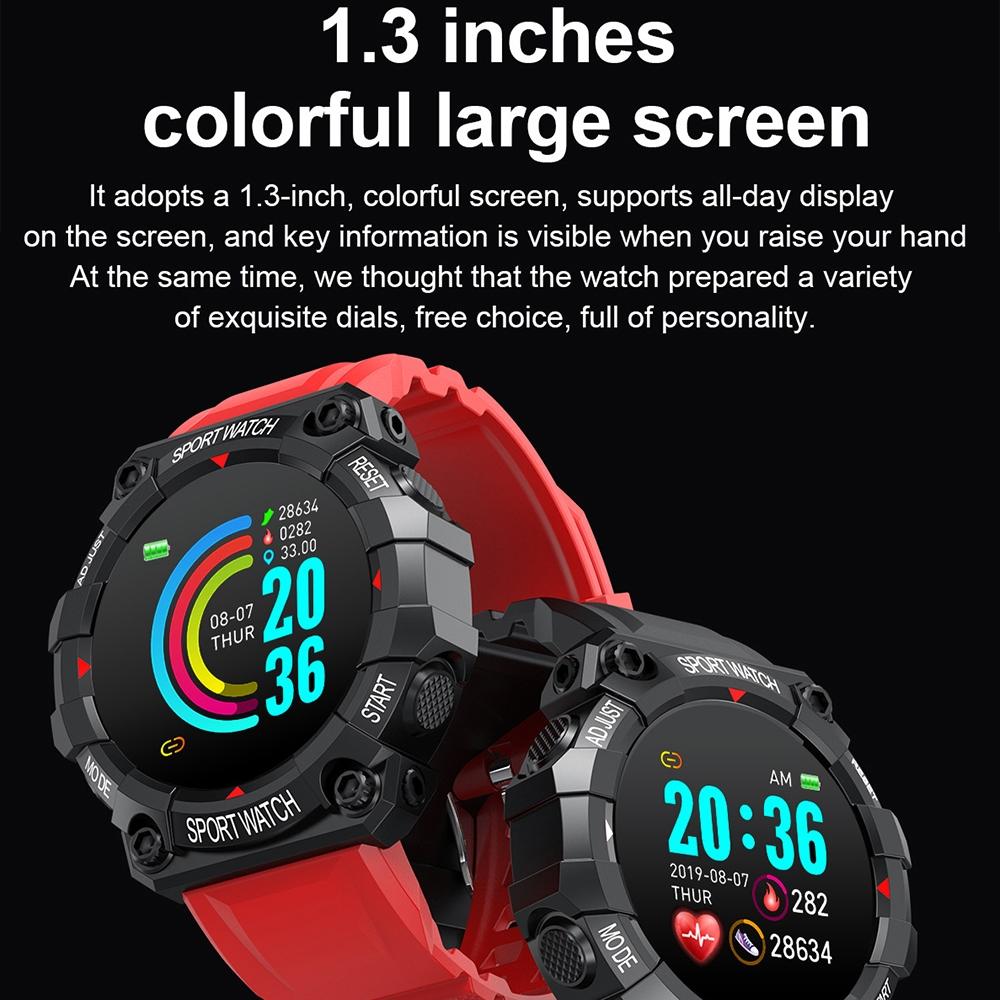 1.3 Inch Colour Round Screen Sport Smart Watch Support Heart Rate / Multi-Sports Mode - Red 4