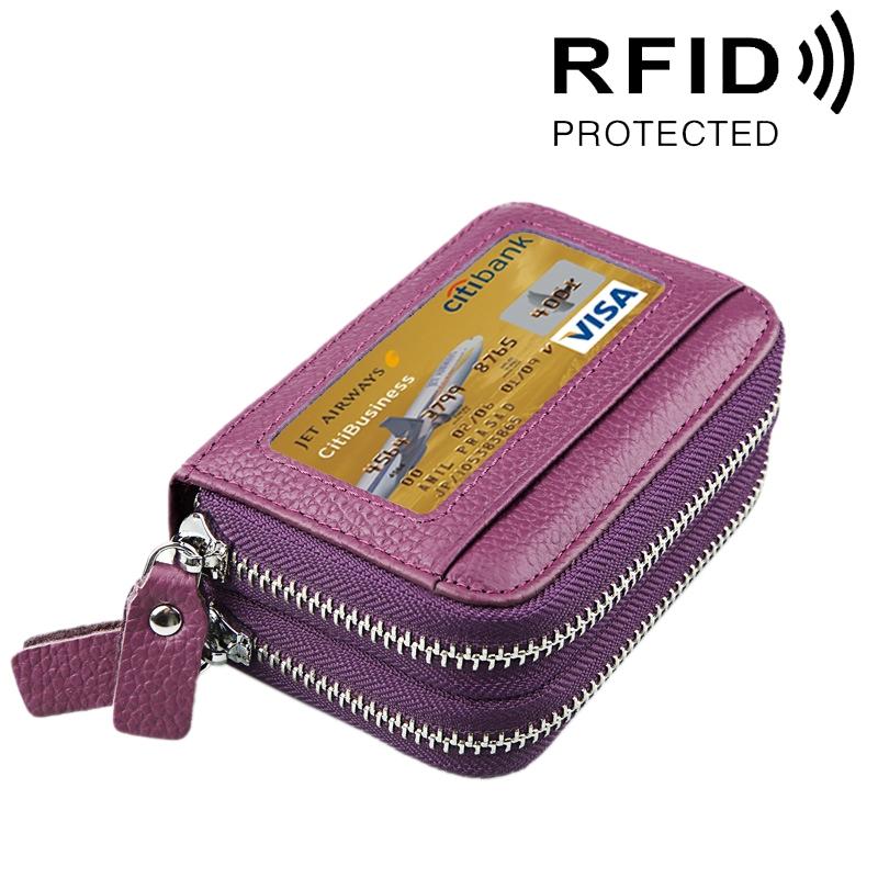 11-slot Rfid Blocking Leather Card Holder Wallet with Coin Pocket - Red 14