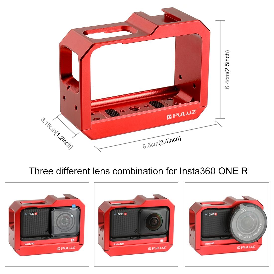 Aluminum Frame Cage for Insta360 one r with Cold Shoe and Tripod Base - Red 4
