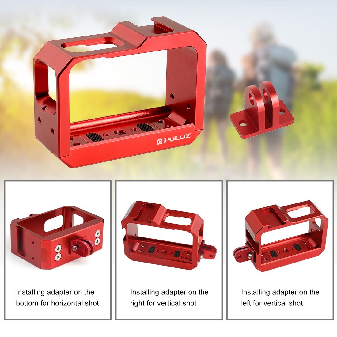 Aluminum Frame Cage for Insta360 one r with Cold Shoe and Tripod Base - Red 6