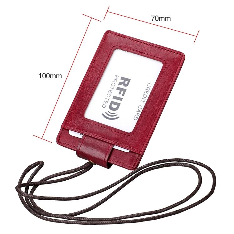 Leather Rfid Card Holder Lanyard - Compact & Secure - Red 3