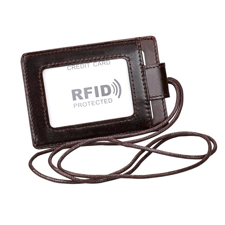 Leather Rfid Card Holder Lanyard - Compact & Secure - Red 13