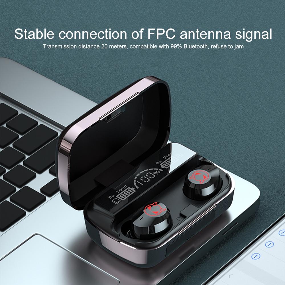 Intelligent Noise Reduction Bluetooth Earphones with Touch Control and Battery Display - Red 6