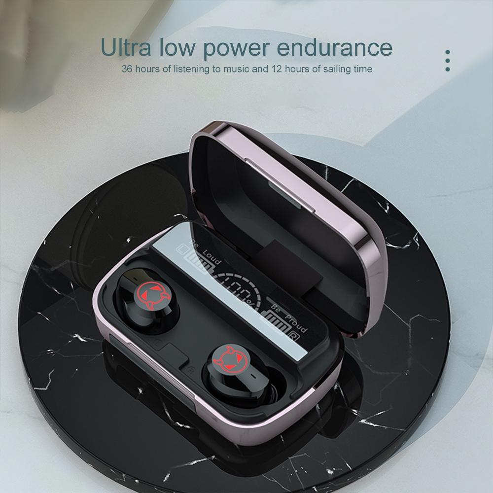 Intelligent Noise Reduction Bluetooth Earphones with Touch Control and Battery Display - Red 7