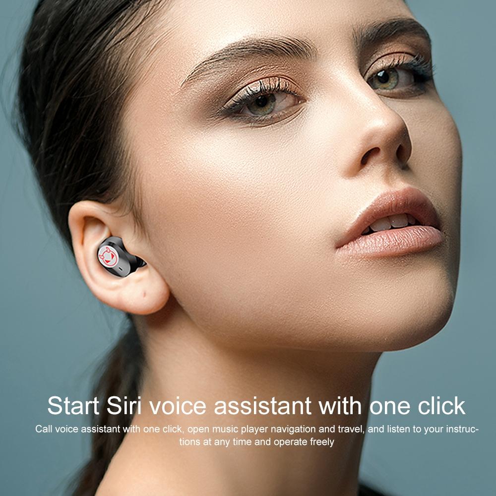 Intelligent Noise Reduction Bluetooth Earphones with Touch Control and Battery Display - Red 9