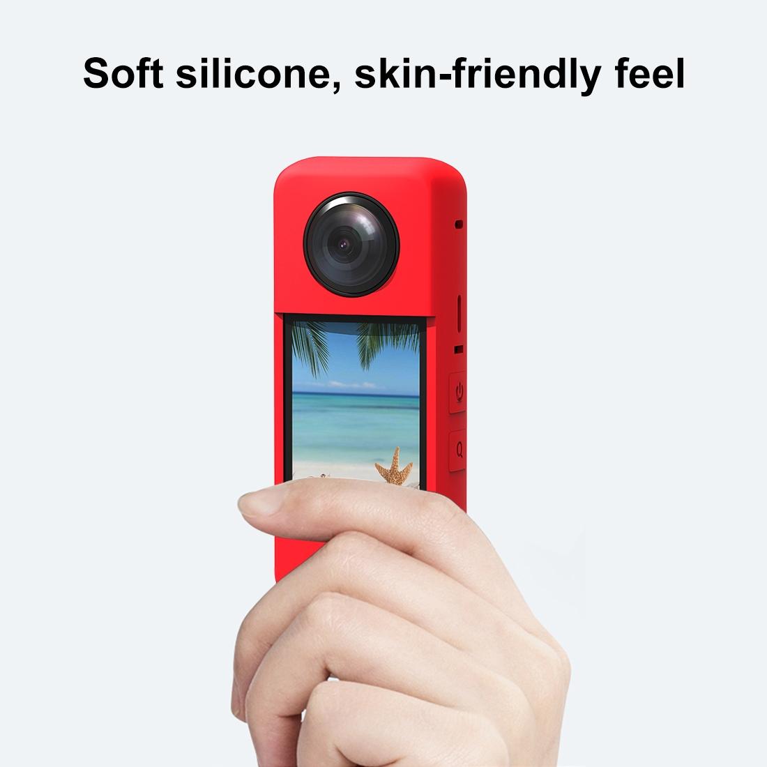 Silicone Protective Case with Lens Cover for Insta360 X3 - Red 5