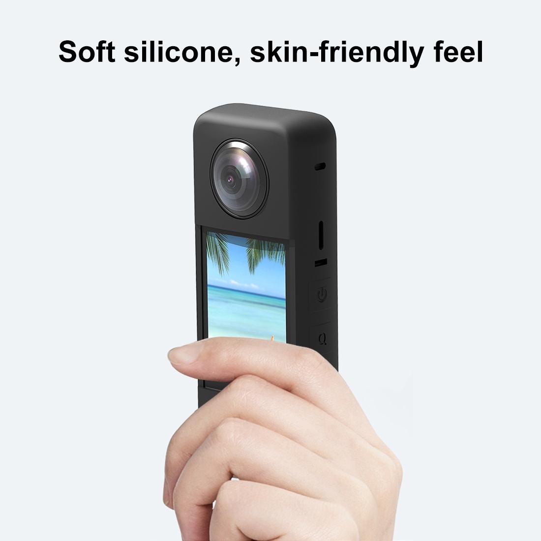 Silicone Protective Case with Lens Cover for Insta360 X3 - Red 11
