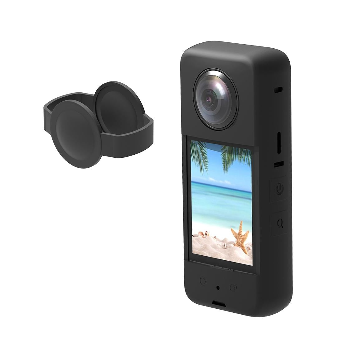 Silicone Protective Case with Lens Cover for Insta360 X3 - Red 12