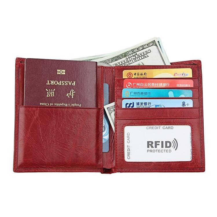 Leather Rfid Passport Wallet - Multi-function - Red 11