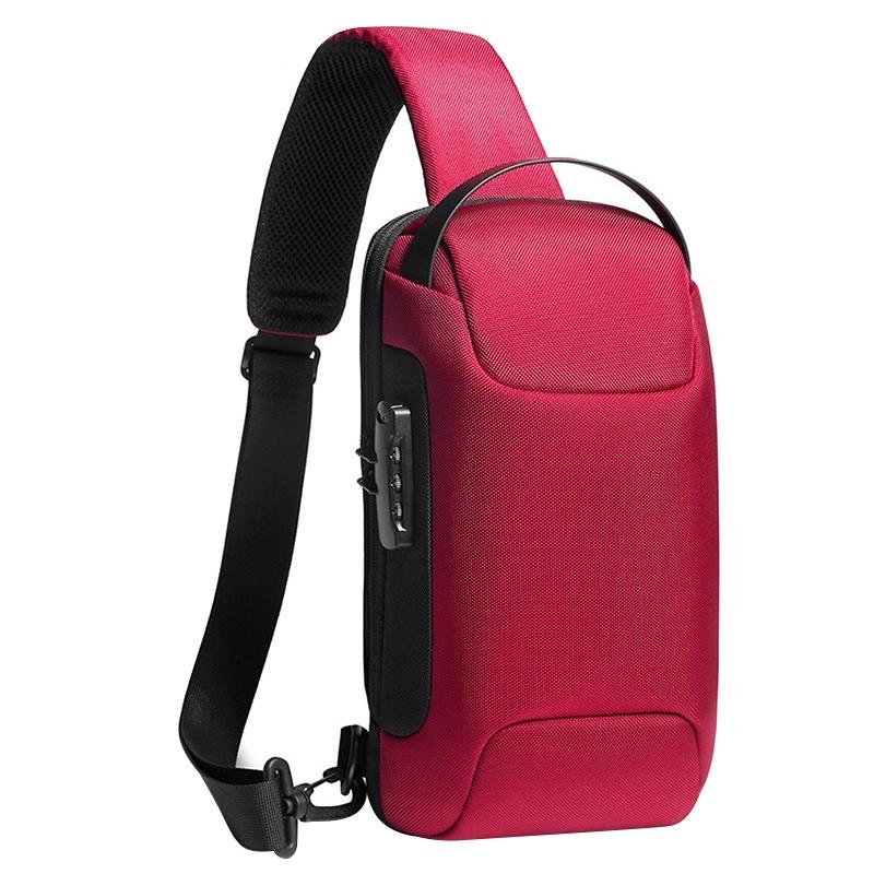 Waterproof Anti Theft Crossbody Chest Bag Men Oxford Cloth 34X18X10Cm - Red 9