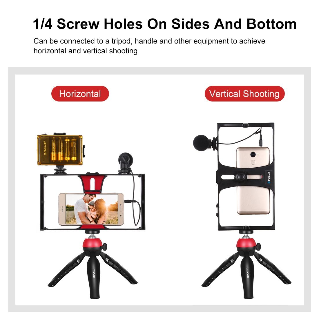 Live Broadcast Vlogging Kit With Led Light Microphone Tripod & Cold Shoe Head - Red 9