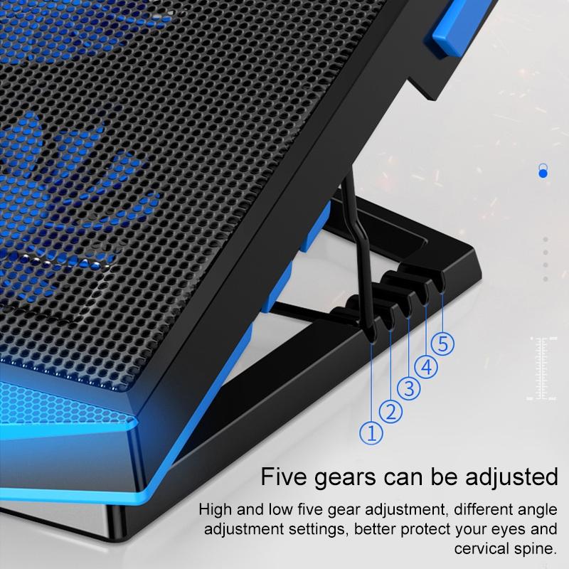 5-core Dual Port Laptop Stand with Cooling Fan - Red 4