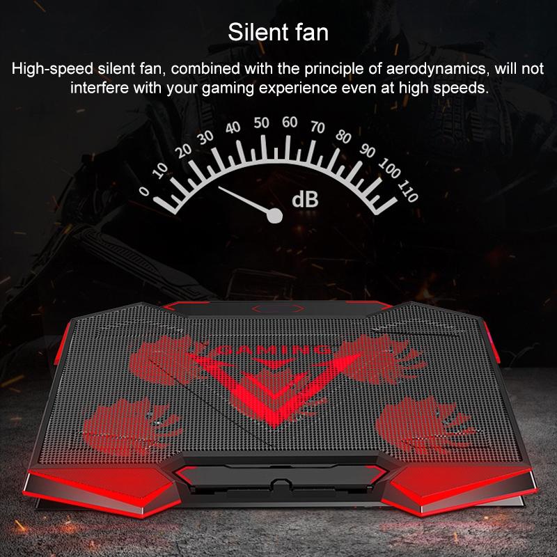 5-core Dual Port Laptop Stand with Cooling Fan - Red 8
