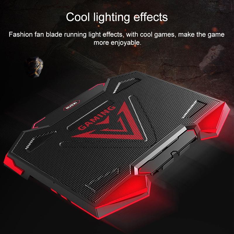 5-core Dual Port Laptop Stand with Cooling Fan - Red 9