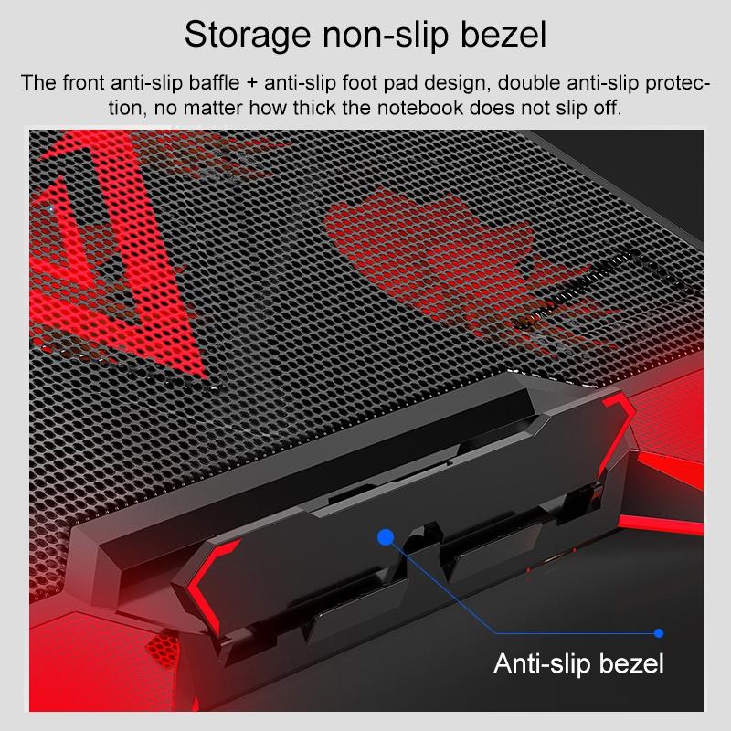 5-core Dual Port Laptop Stand with Cooling Fan - Red 10