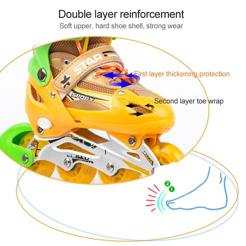 Adjustable Kids Roller Skates Set - Flash Wheels Size m - Red 5
