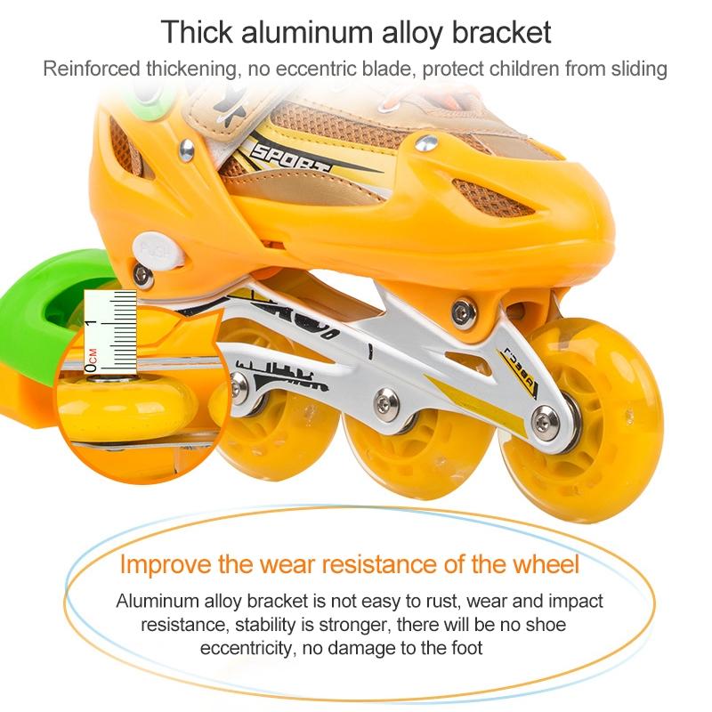 Adjustable Kids Roller Skates Set - Flash Wheels Size m - Red 8