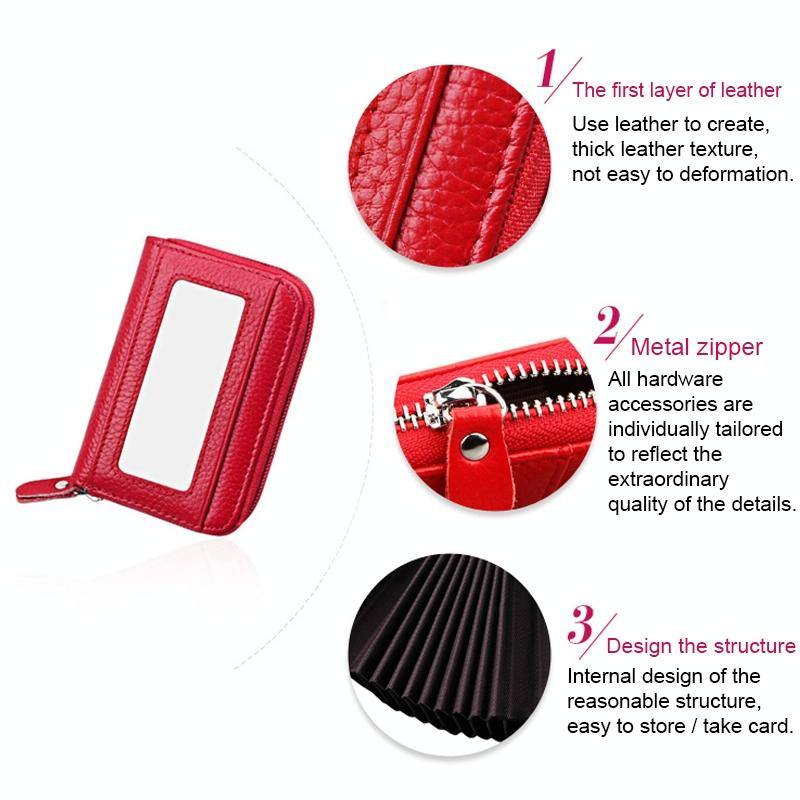 12-slot Leather Rfid Blocking Card Holder Wallet - Red 4